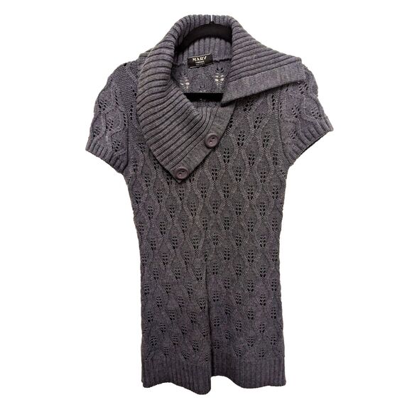 Mary Firenze Italy Women's Sweater Size M Acrylic Wool Slate Blue Cap Sleeve - Picture 2 of 9